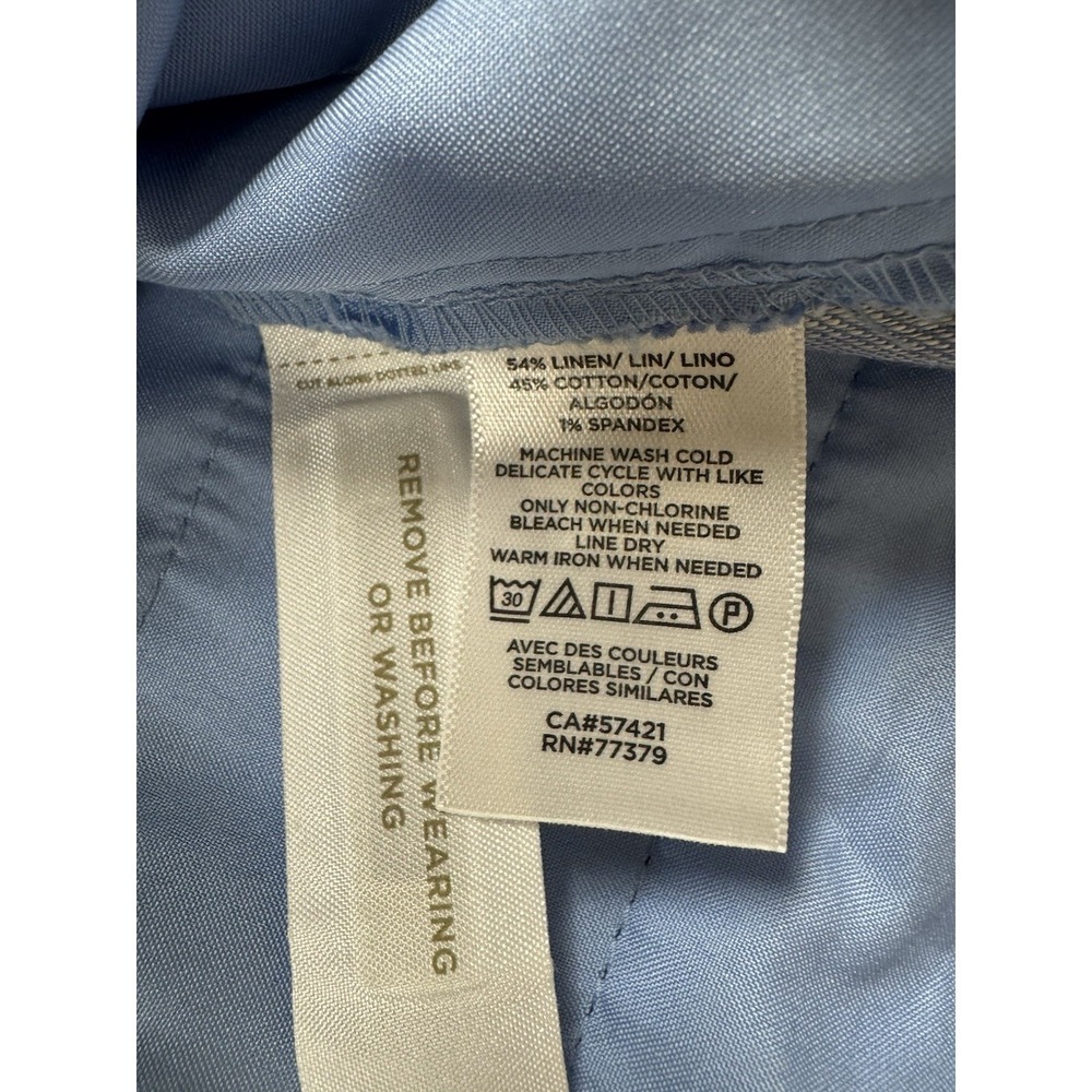 Ann Taylor Linen Trouser Pants 8 N B Blue Wide Leg Coastal Resort - Picture 6 of 10